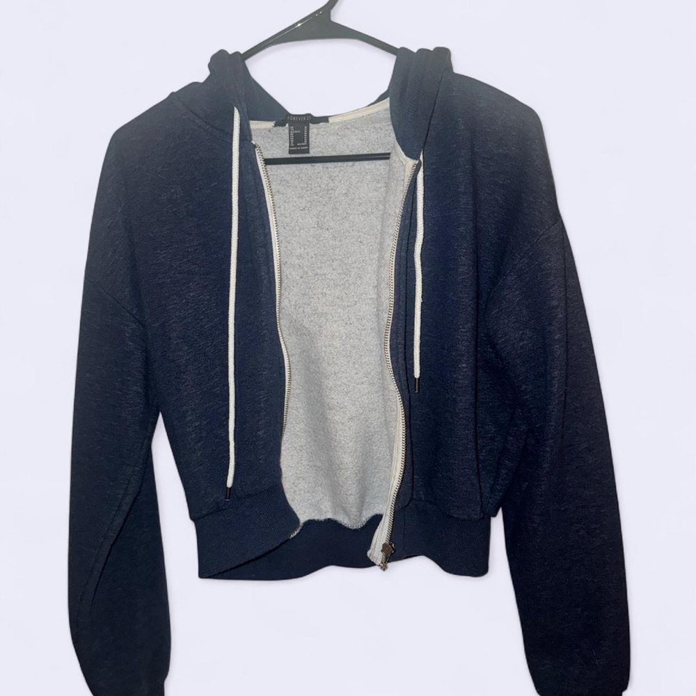 Forever 21 Navy Blue Zip-Up Hoodie